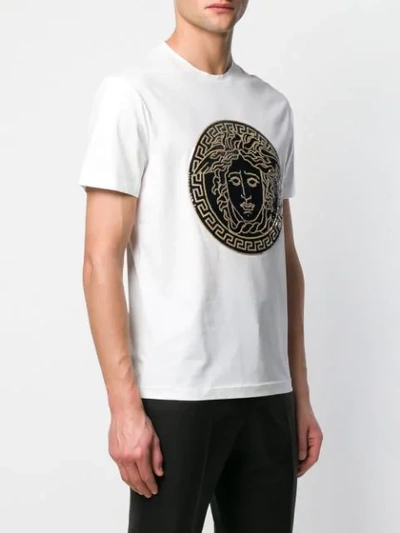 Shop Versace Medusa Sequin Embellished T In White