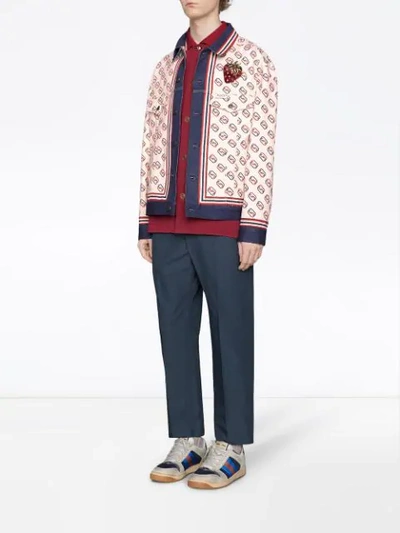 Shop Gucci Printed Twill Jacket In White