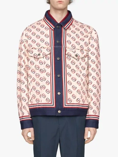 Shop Gucci Printed Twill Jacket In White