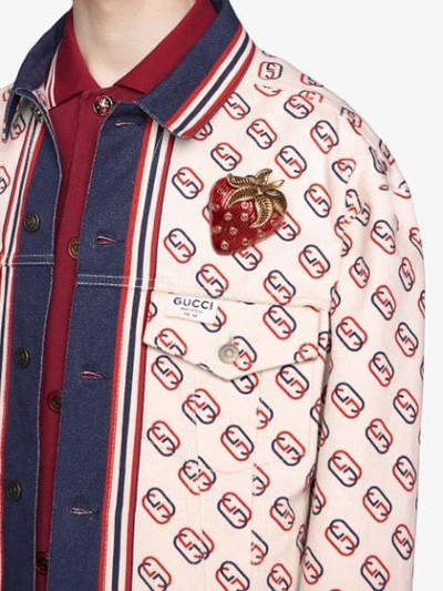Shop Gucci Printed Twill Jacket In White