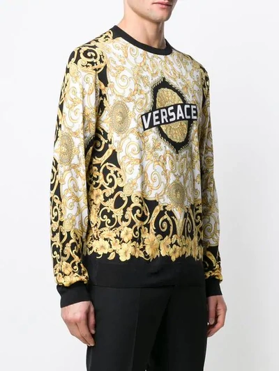 Shop Versace Baroque Print Sweatshirt In Yellow