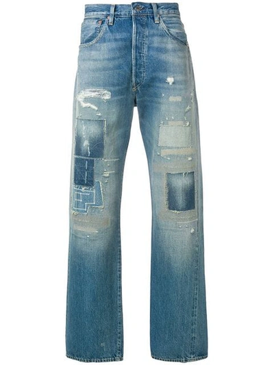 Shop Levi's Distressed Jeans In Blue