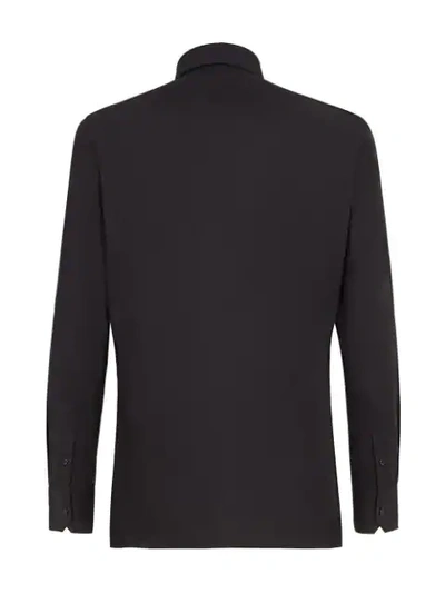 Shop Fendi Monogram Collar Shirt In F0qa1-black