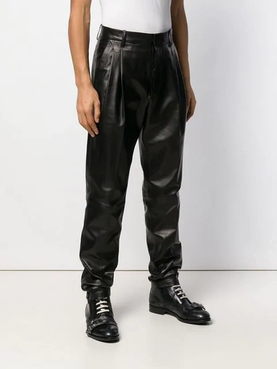 Shop Dsquared2 Tapered Leather Trousers In Black