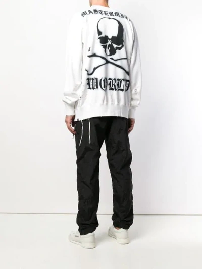 Shop Mastermind Japan Missions Distressed Sweatshirt - White