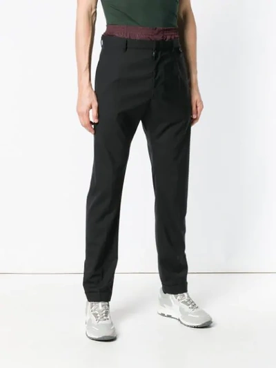 Shop Prada Double Waistband Tailored Trousers In Black