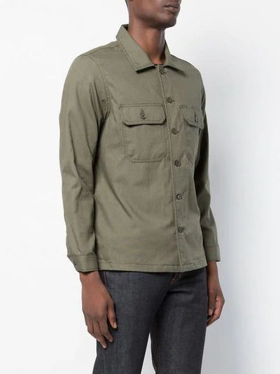 Shop Naked And Famous Military Style Shirt In Green