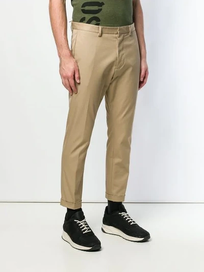 Shop Dsquared2 Cropped Chino Trousers In Neutrals