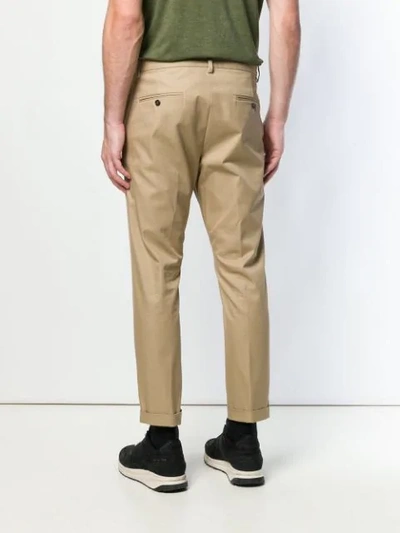 Shop Dsquared2 Cropped Chino Trousers In Neutrals