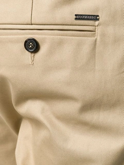 Shop Dsquared2 Cropped Chino Trousers In Neutrals