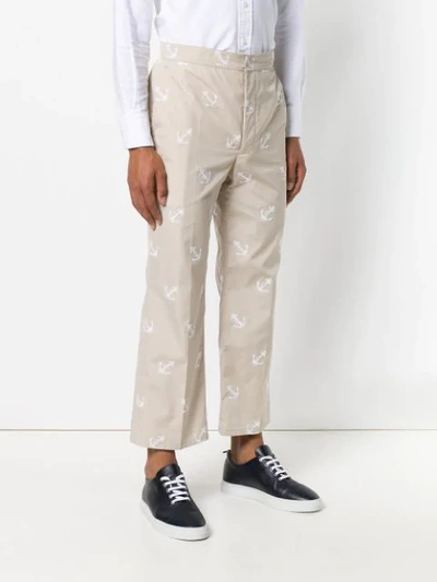 Shop Thom Browne Anchor Embroidery Straight In Neutrals