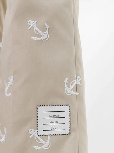 Shop Thom Browne Anchor Embroidery Straight In Neutrals