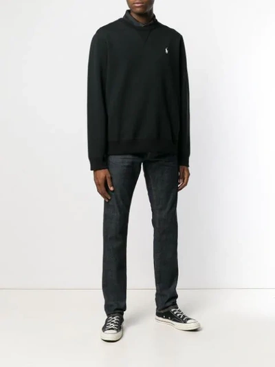Shop Polo Ralph Lauren Contrast Logo Jumper In Black
