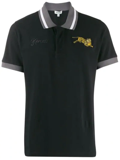 Shop Kenzo Jumping Tiger Polo Shirt In Black