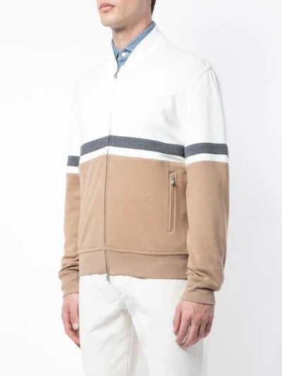 Shop Brunello Cucinelli Colour Block Bomber Jacket In White
