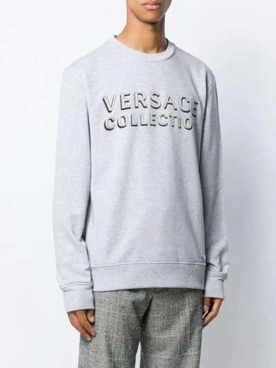 Shop Versace Logo Printed Sweatshirt In Grey