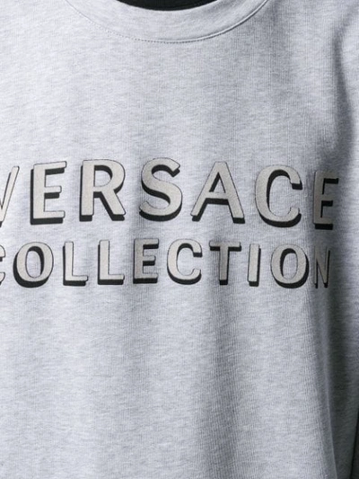 Shop Versace Logo Printed Sweatshirt In Grey