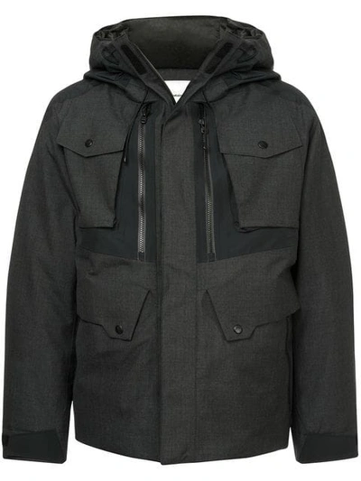 Shop White Mountaineering Front Zipped Hooded Jacket In Grey