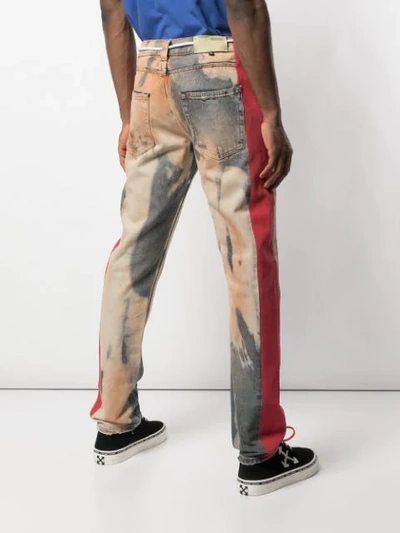 Shop Off-white Distressed Bleached Jeans In Multicolour