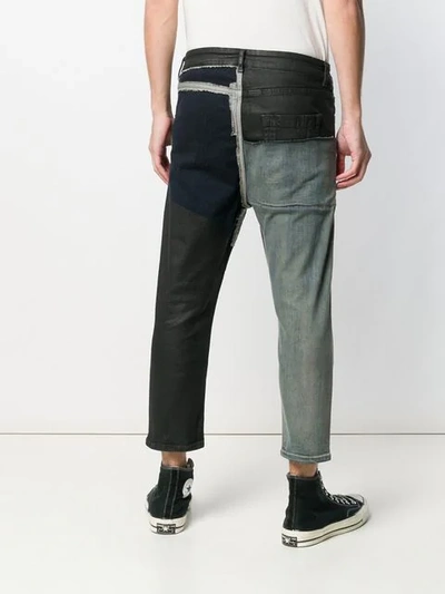 RICK OWENS CROPPED PATCHWORK JEANS - 黑色