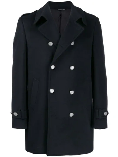 Shop Tonello Double Breasted Coat In Blue
