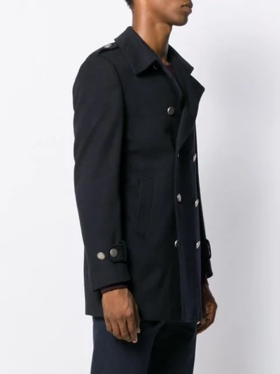 Shop Tonello Double Breasted Coat In Blue