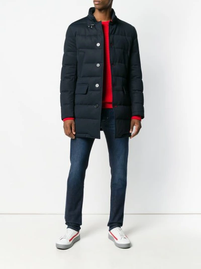 Shop Fay Buttoned Padded Jacket - Blue