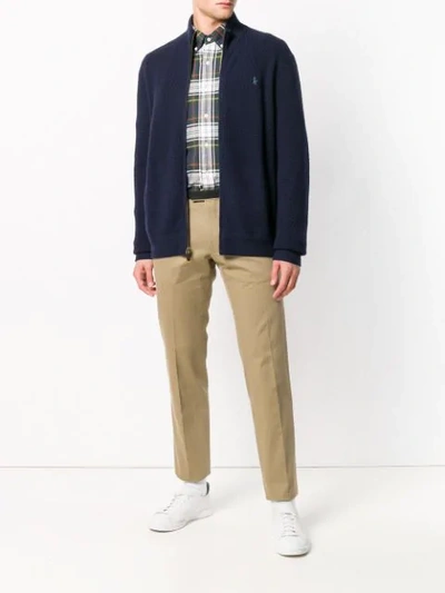 Shop Polo Ralph Lauren Wool Zipped Up Cardigan In Blue