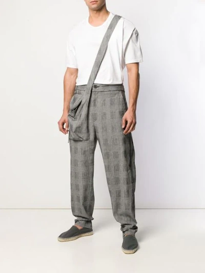 Shop Chalayan Checked Dungaree Trousers In Black