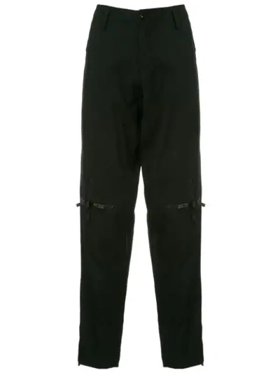 Shop Yohji Yamamoto Knee Cross-zip Slim Trousers In Black