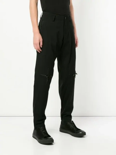 Shop Yohji Yamamoto Knee Cross-zip Slim Trousers In Black