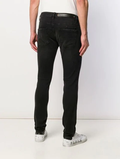 Shop Philipp Plein Destroyed Super Straight-cut Jeans In Black