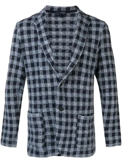 Shop Lardini Checkered Blazer In Blue