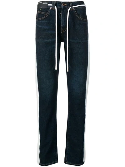 Shop Off-white Drawstring Slim-fit Jeans In Blue