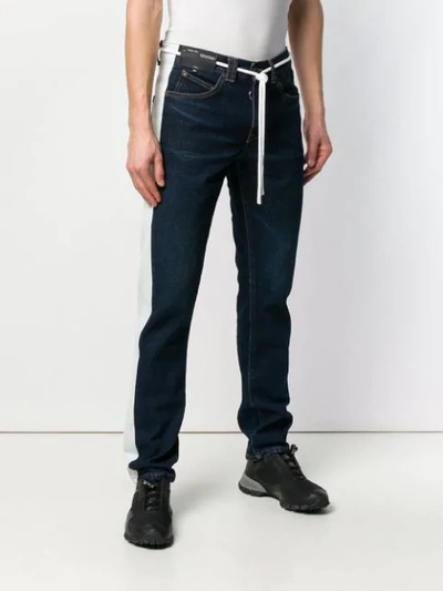 Shop Off-white Drawstring Slim-fit Jeans In Blue