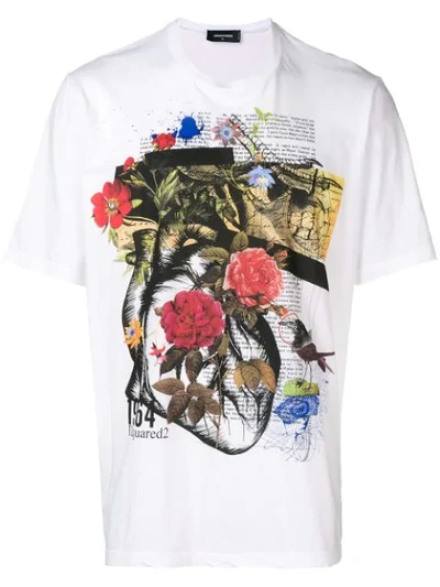 Shop Dsquared2 Floral Print T-shirt In White