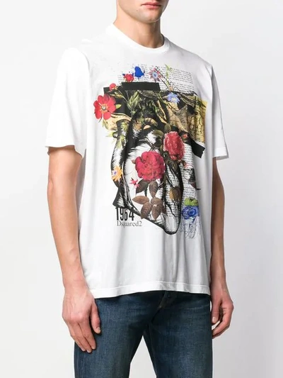 Shop Dsquared2 Floral Print T-shirt In White