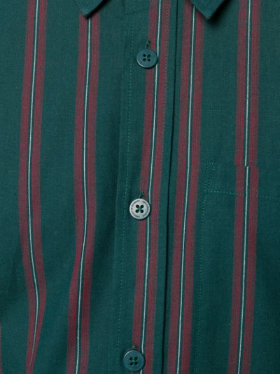 Shop Han Kjobenhavn Striped Short Sleeve Shirt In Green