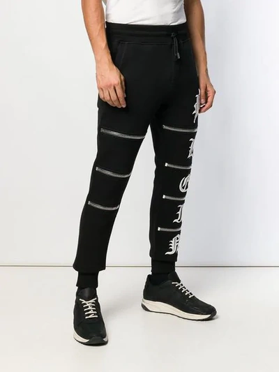 Shop Philipp Plein Zipped Track Trousers In Black