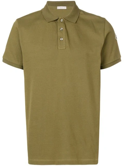 Shop Moncler Logo Sleeve Polo Shirt In Green