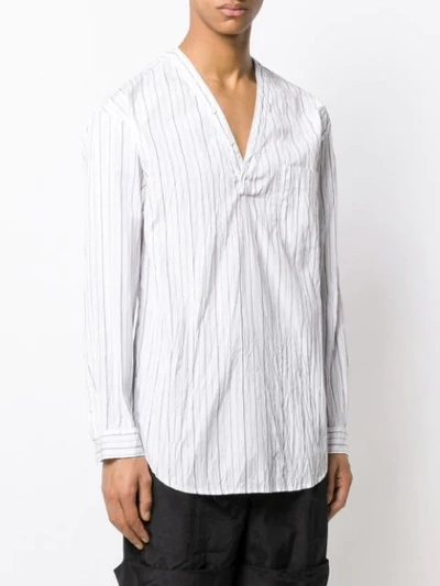 Shop Mumofsix V-neck Vertical-stripe Shirt In White