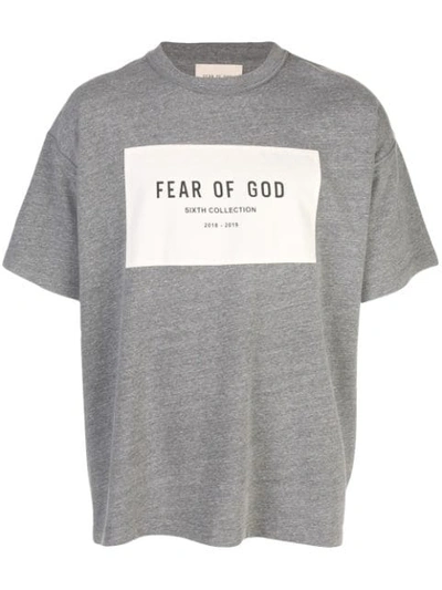 Shop Fear Of God Logo Print T In 034 Heather Grey