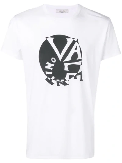 Shop Valentino Spiral Logo Print T-shirt In White