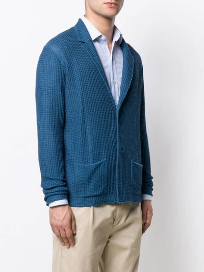 Shop Roberto Collina Textured Knit Blazer Cardigan In Blue