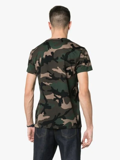 Shop Valentino Multi Logo Camouflage T-shirt In Green