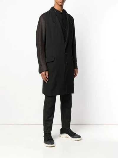 Shop Yohji Yamamoto Deconstructed Leather Jacket In Black