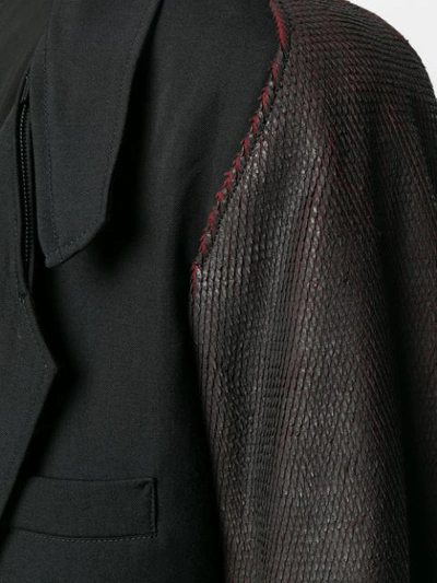 Shop Yohji Yamamoto Deconstructed Leather Jacket In Black