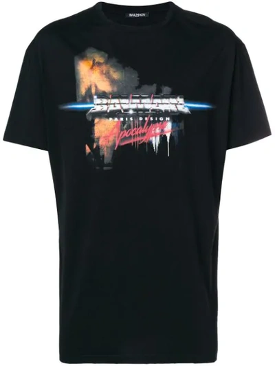 Shop Balmain Apocalypse Logo T-shirt In Black