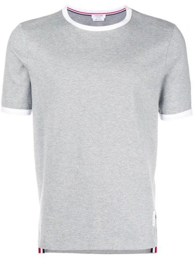 Shop Thom Browne Ringer Slim-fit T-shirt In Grey