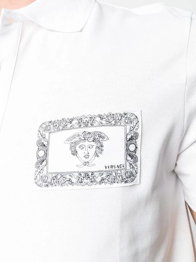 Shop Versace Medusa Logo Patch Polo Shirt In White